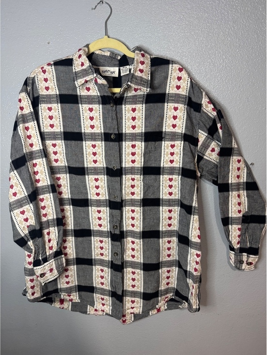 Tops - Vintage Krazy Kat Heart Plaid Button Up Shirt Women’s Size 18/20 Cotton